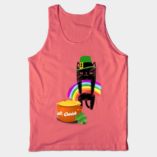 Funny Cat Lover St. Patrick's Day St. Catrick's Day Leprechaun Rainbow Irish Tank Top by HuntTreasures